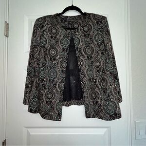 Jessica Howard Metallic Shimmer One Hook 3/4 Length Jacket
